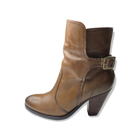 Nicole Distressed Brownish Gray Burnished Round Toe Heeled Boots Size 6 - Picture 3 of 7